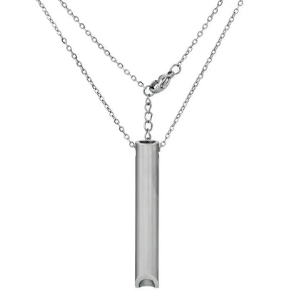 Whistle Stainless Steel Pendant for Men Women Breathing Necklace Anxiety Necklace Meditation Reducing Meditation Whistle Jewelry