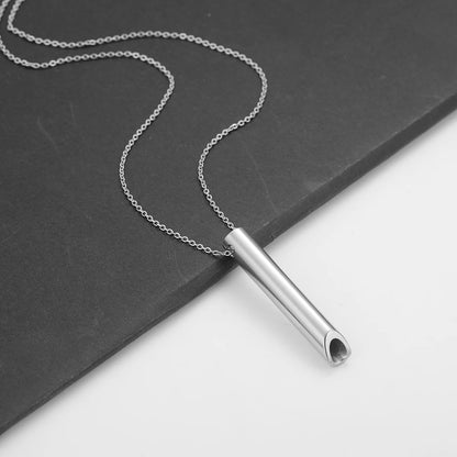 Whistle Stainless Steel Pendant for Men Women Breathing Necklace Anxiety Necklace Meditation Reducing Meditation Whistle Jewelry