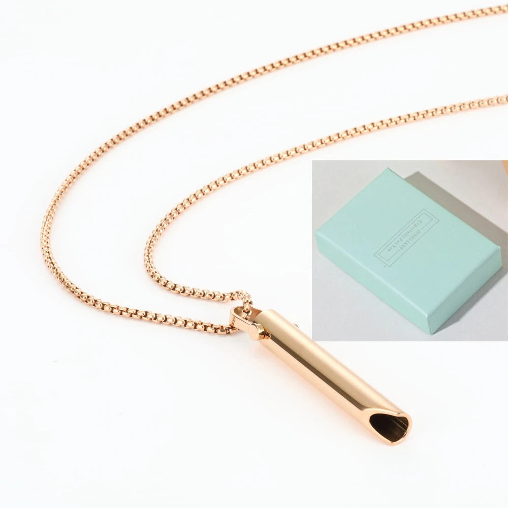 Stainless Steel Anxiety Breathe Easy Necklace Mindfulness Breathing Necklace Breathlace for Natural Calm & Stress Relief Box