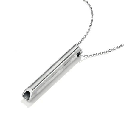 Whistle Stainless Steel Pendant for Men Women Breathing Necklace Anxiety Necklace Meditation Reducing Meditation Whistle Jewelry