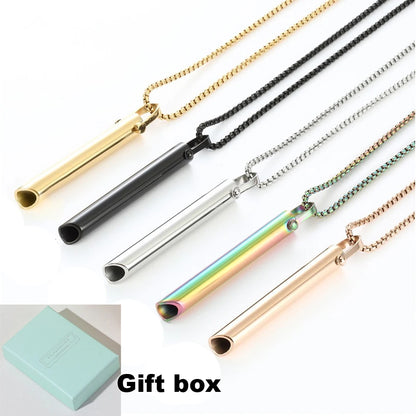 Stainless Steel Anxiety Breathe Easy Necklace Mindfulness Breathing Necklace Breathlace for Natural Calm & Stress Relief Box