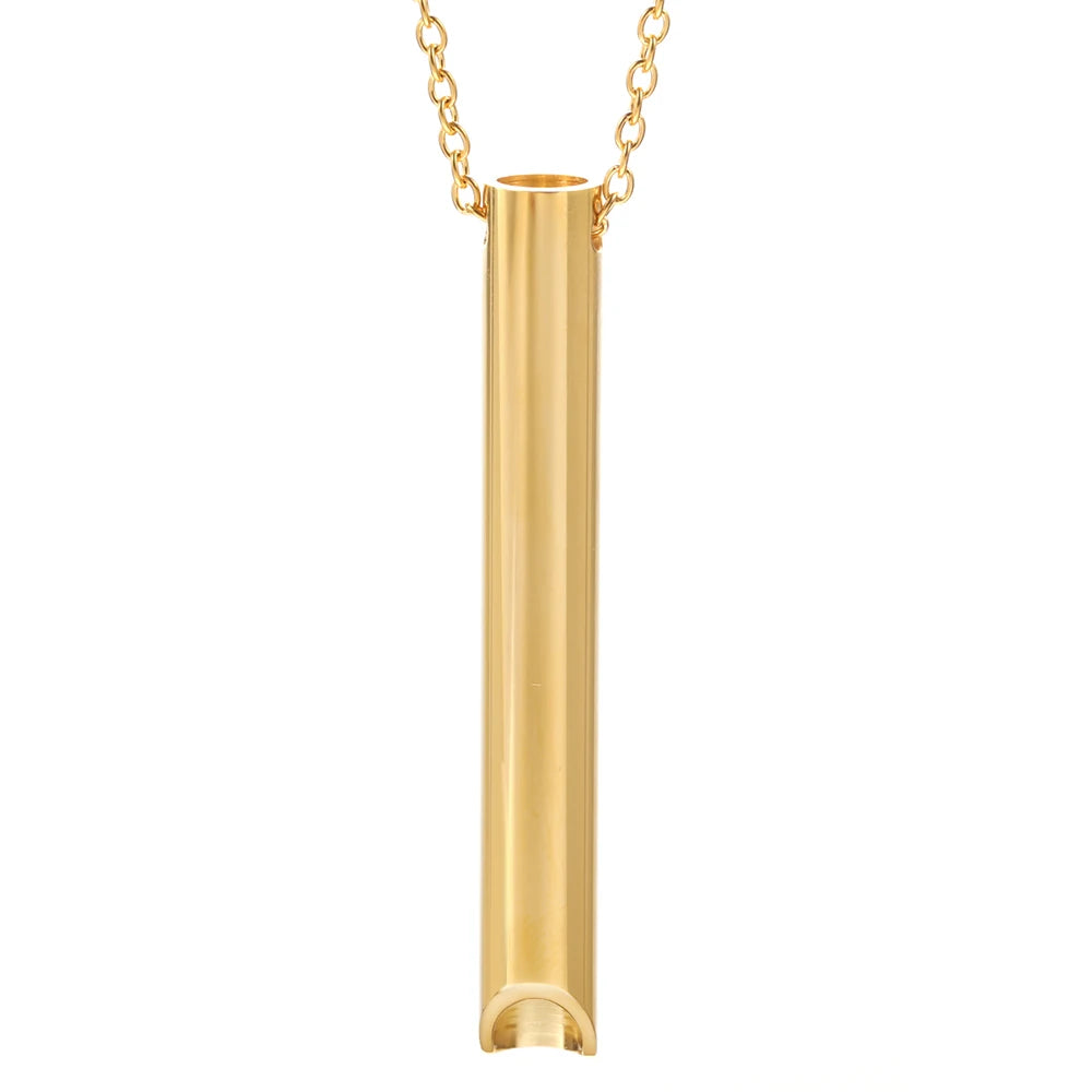 New Stainless Steel Anxiety Breathing Necklace For Women Stress Relief Meditation Necklaces Yoga Ritual Female Pendants Jewelry