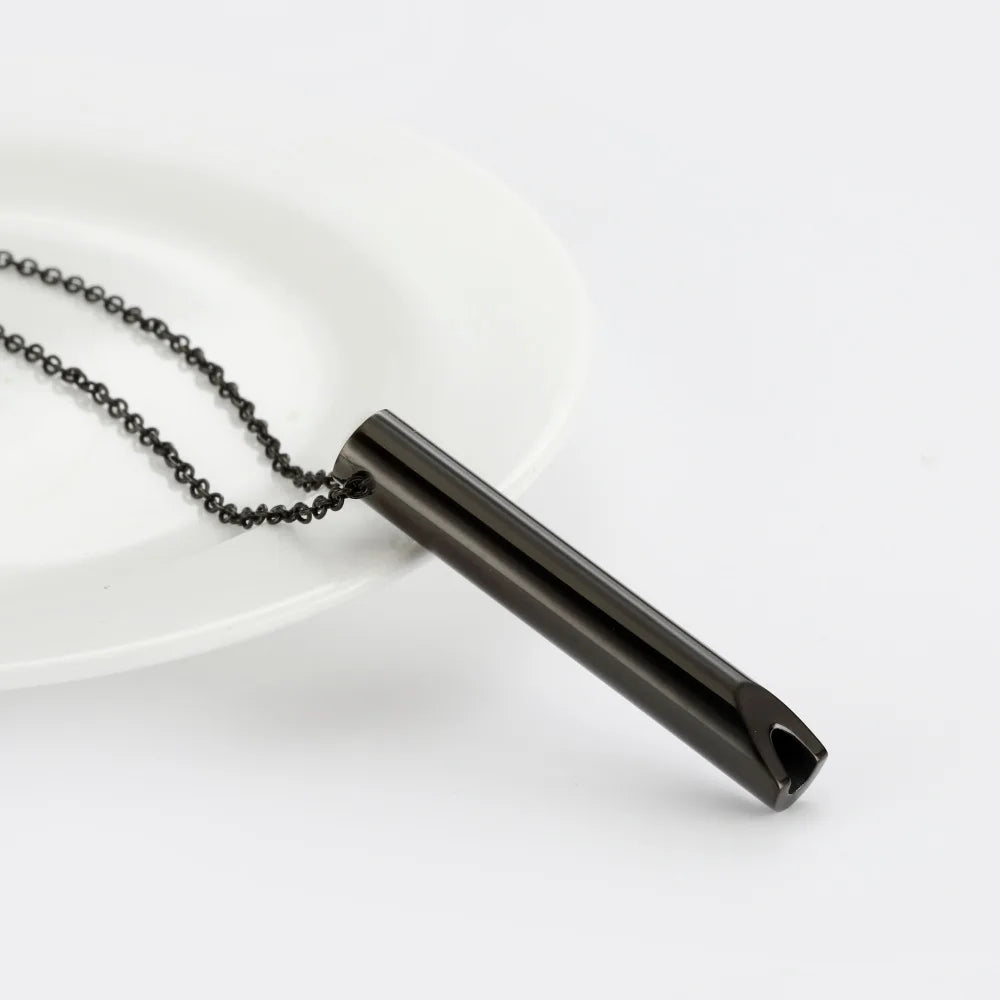 New Stainless Steel Anxiety Breathing Necklace For Women Stress Relief Meditation Necklaces Yoga Ritual Female Pendants Jewelry