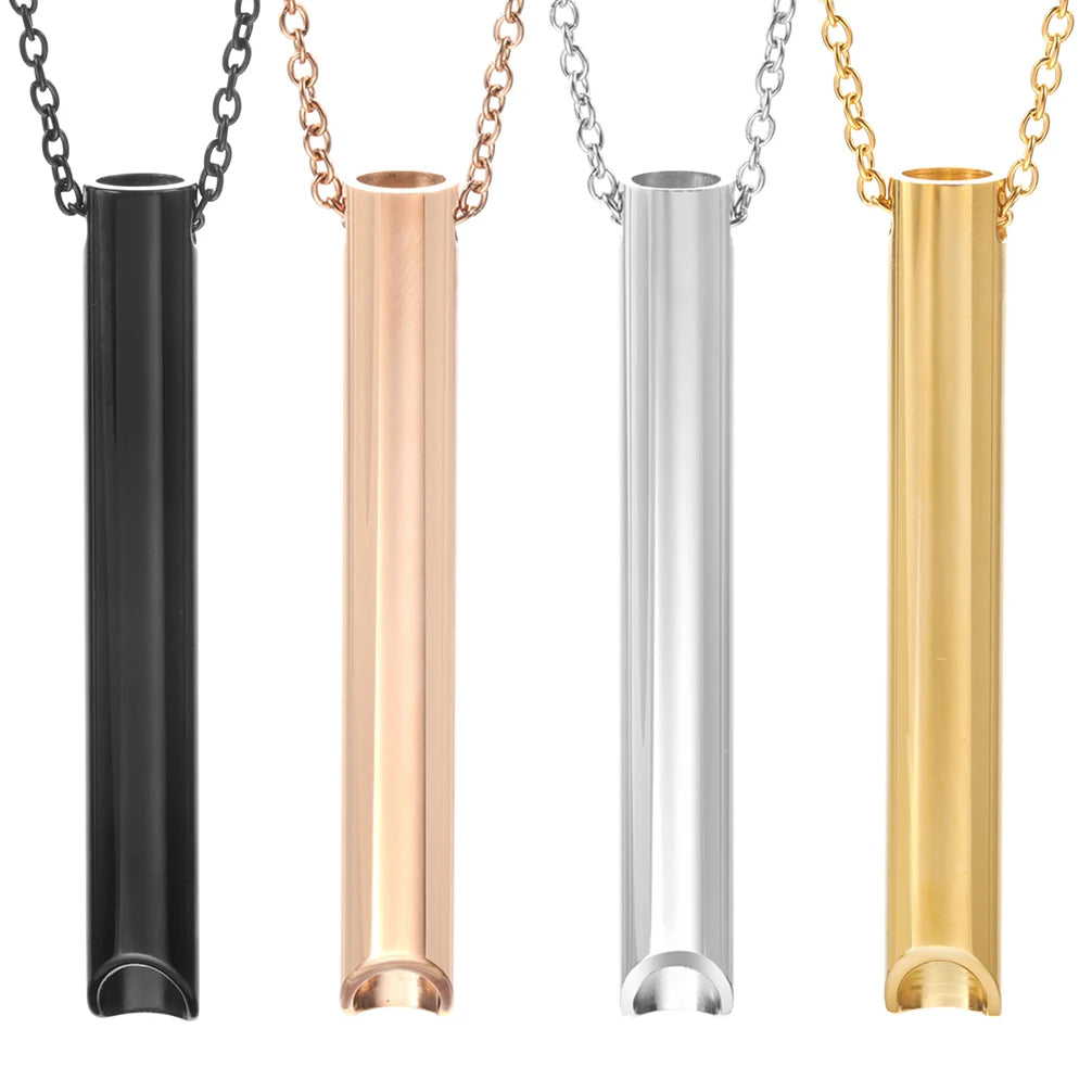 New Stainless Steel Anxiety Breathing Necklace For Women Stress Relief Meditation Necklaces Yoga Ritual Female Pendants Jewelry