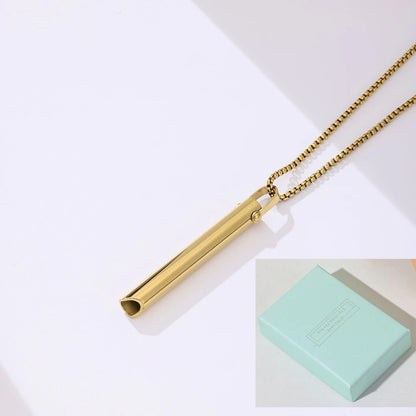 Stainless Steel Anxiety Breathe Easy Necklace Mindfulness Breathing Necklace Breathlace for Natural Calm & Stress Relief Box